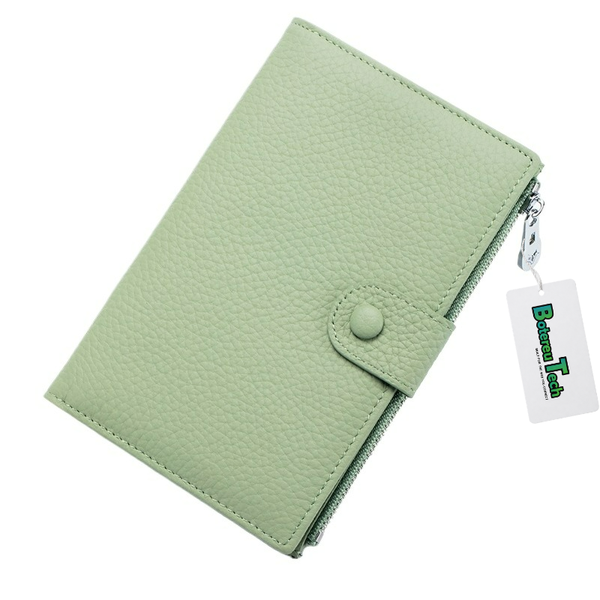 BotereuTech Genuine Leather RFID Passport Holder Wallet Organizer Green