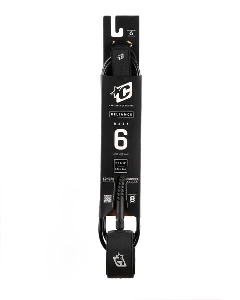Creatures Reef 6 Surfboard Leash : Black Silver