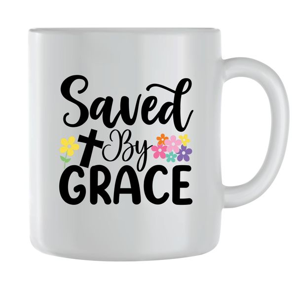 By Grace Coffee Mugs for Men Women with Christian Easter Graphic Words 078