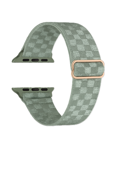 Green Nylon Watch Band with Grid Pattern Compatible with Apple- 38/40/41mm
