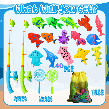 46 Pieces Magnetic Fishing Water Toy With Magnet Pole, Pool Party, Bath Toy, Shop Today. Get it Tomorrow!