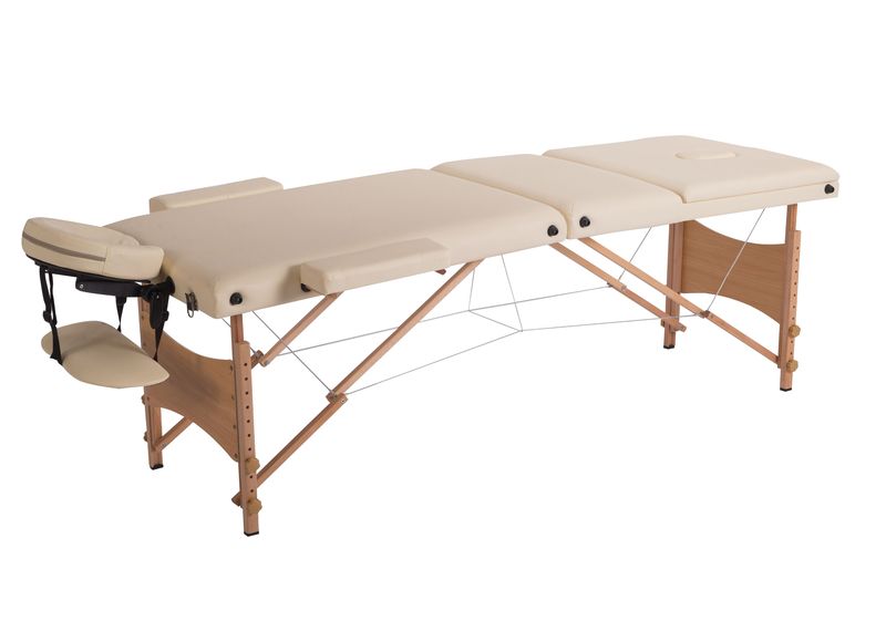 3 Section Wooden Premuim Massage Table Bed - Cream