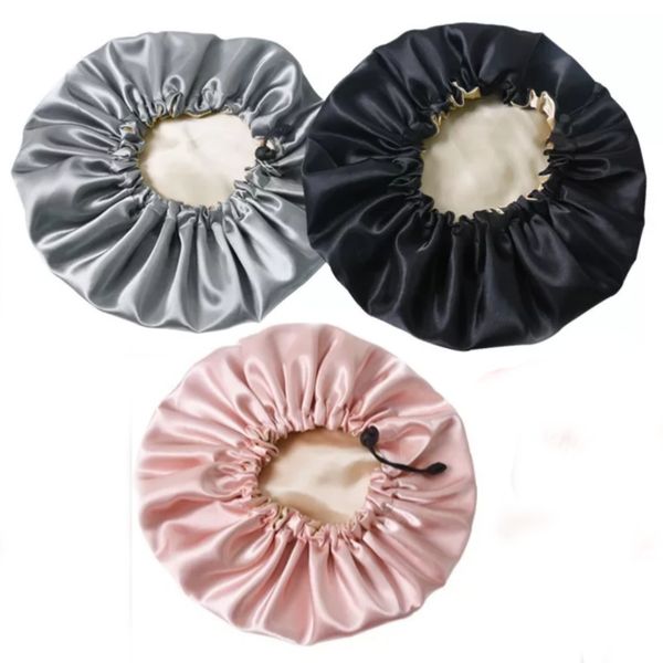 3 x Reversible Duchess Satin Bonnet Dual Layer - Grey, Black &amp; Purple