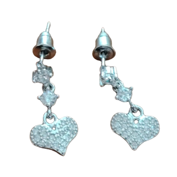 Silver CZ Heart Earrings