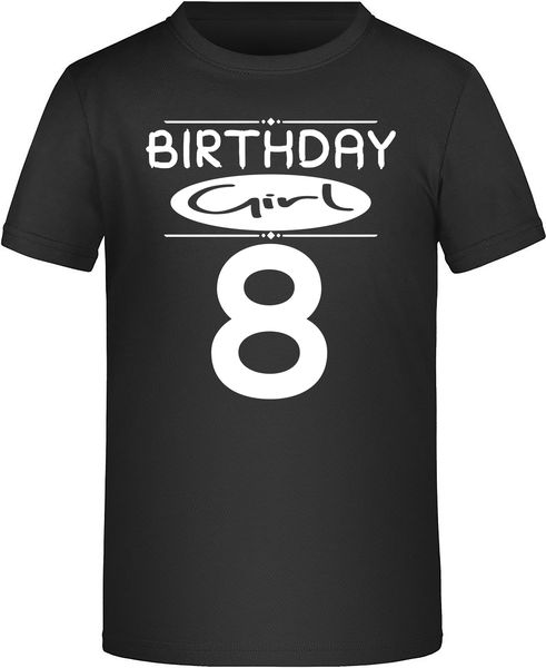 Birthday Girl 8th Birthday Tshirt Gift-Black