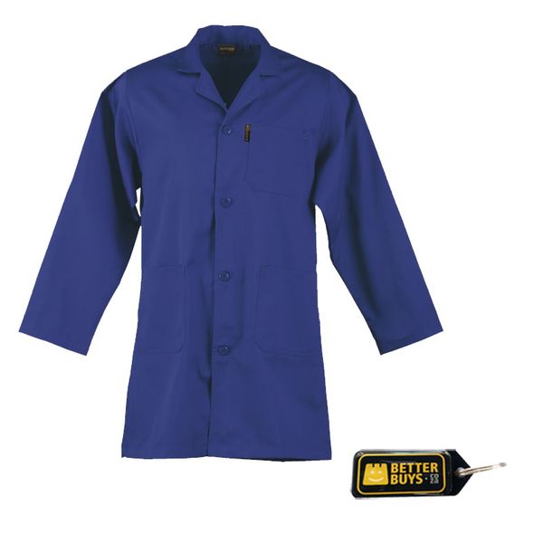 Dust Coat-Polycotton 3 Pocket Button Down Coat - Royal Blue &amp; Key Holder