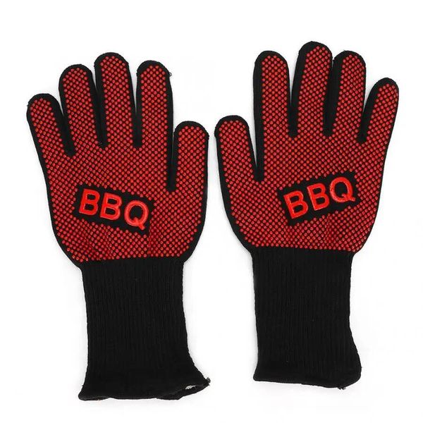 2Pcs 800 Degress Heat Resistant Fire Gloves Flame Retardant Antiskid