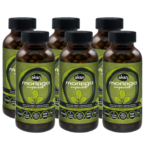 Akan Moringa Veggie Capsules (450mgx180's) 6 Pack