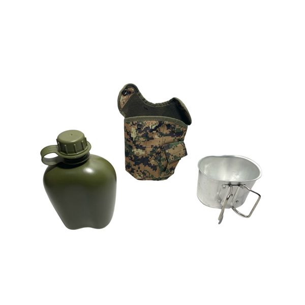 Water Bottle with Fire Bucket - Military Style - Jungle Camo