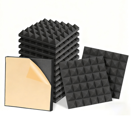 15PK Pyramid Acoustic Foam Panels Self-Adhesive 5cm Thick Sound Absorption Image