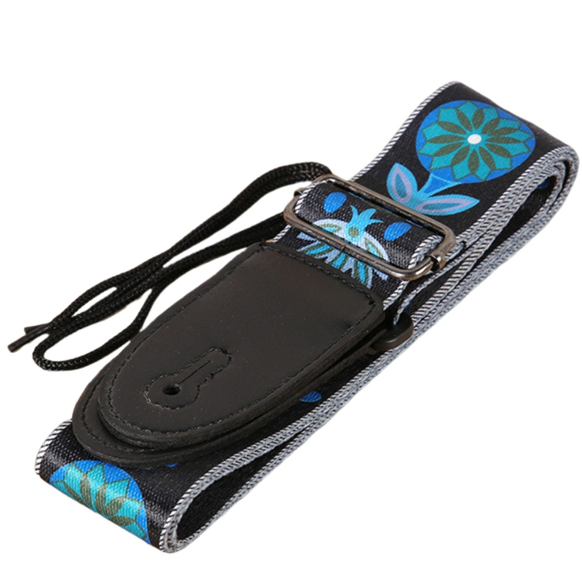 Adjustable Woven Braided Guitar Straps with Leather Ends