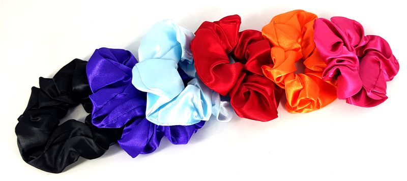 Satin Hair Scrunchies - 6 Pack - 01