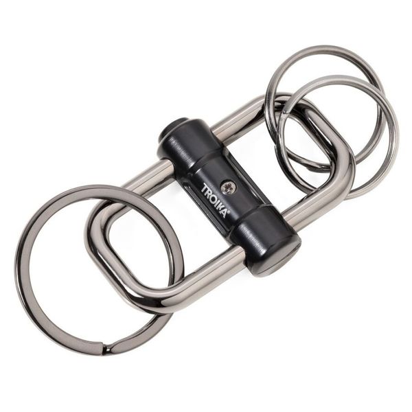 TROIKA Keyring with Quick-Release Slide Lock: 2-Way Key - Black