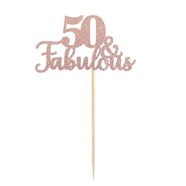 JD 50 &amp; Fabulous Cake Topper - Rose gold