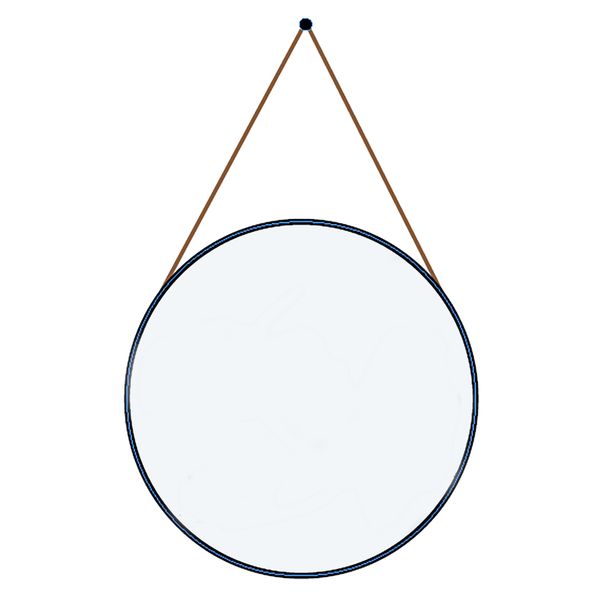 Maine Mirror Ø800mm - Black Framed with leather strap