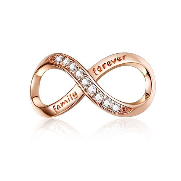 925 Sterling Silver Family Forever Infinity Charm by J Factor - Gold