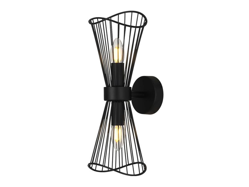 Indoor Leny Gold/Black Up &amp; Down Wall Light 40W - With E14 2 Bulbs