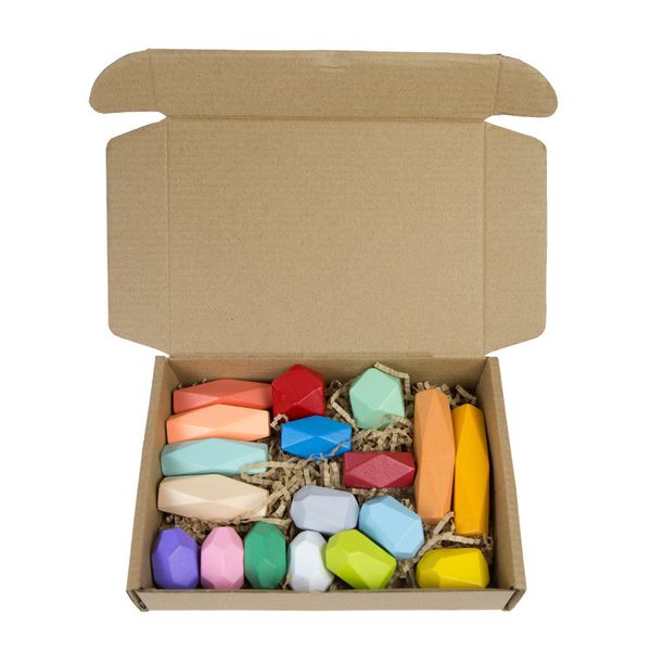 Wooden Building Gems -18 Multicolour