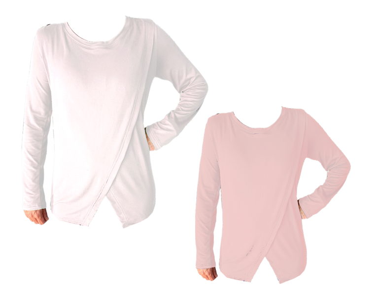Long Sleeve-2 Pack-White &amp; Pink image