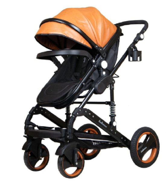 Belecoo Luxury Travel System 2 in 1 - PU Brown With Black Frames