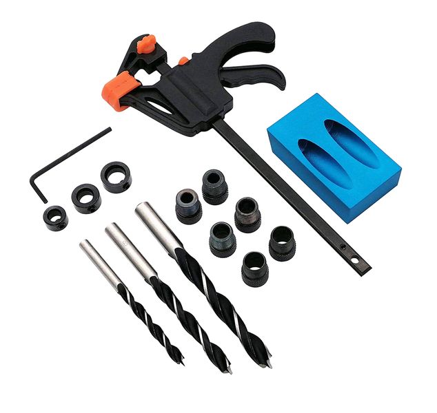 15 Piece Woodworking Pocket Hole Screw Jig 15 Degree Angle Drill Guide Set