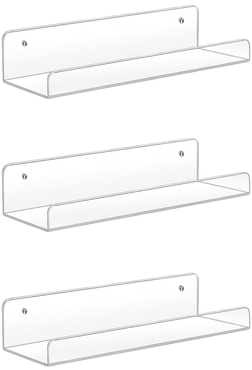 Acrylic Invisible Floating Bookshelf - 15" Kids Room Toy Storage