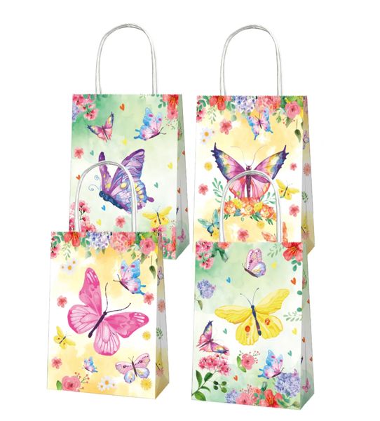 Party Favor Bags with Handles - Butterfly Theme - 12 Bags