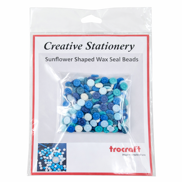Sunflower Shaped Wax Seal Beads - 200 Piece Set (Blue)