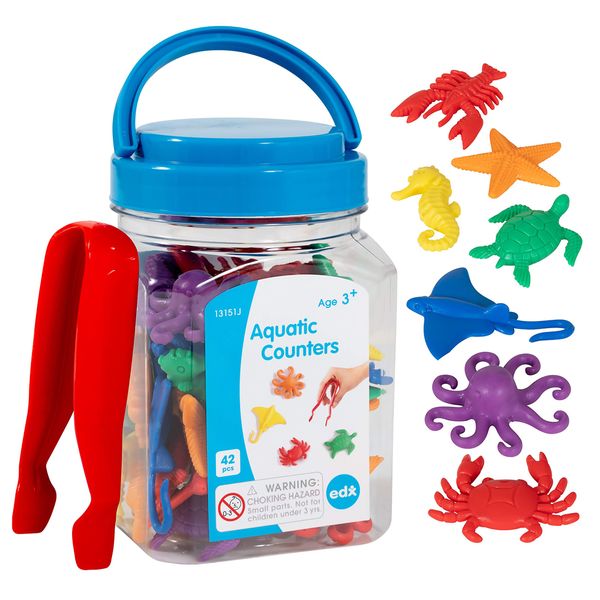 EDX Education Multi-Coloured Aquatic/Under the Sea Counters: 42 Pieces