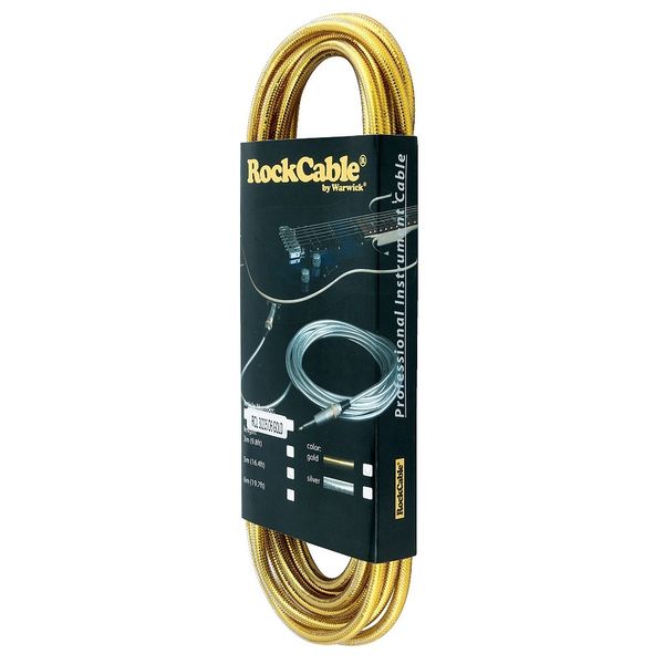 RockCable 3m Professional Instrument Cable (Jack-to-Jack Cable) in Gold