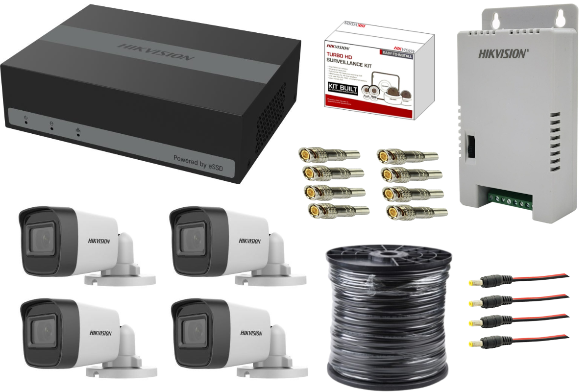 HIKVISION 4-Channel eDVR Kit with 960GB Inbuilt SSD and 100m Cable Roll