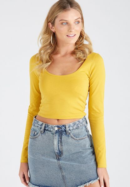 Women's Supré Long Sleeve Tiny Tee - Mustard