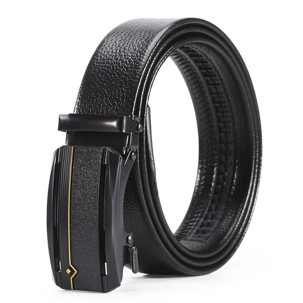 Fashion Men Business Casual Belt Automatic Buckle Adjustable Length - Black