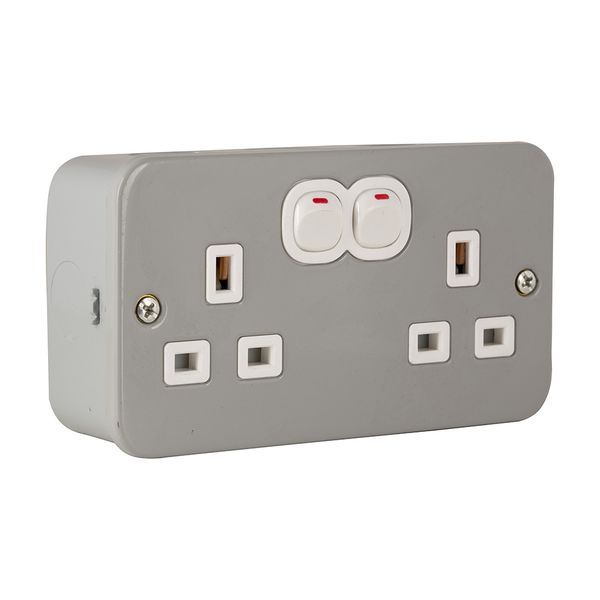 Eurolux - Double Switch Socket - 13a - Grey - Steel - 3 Pack