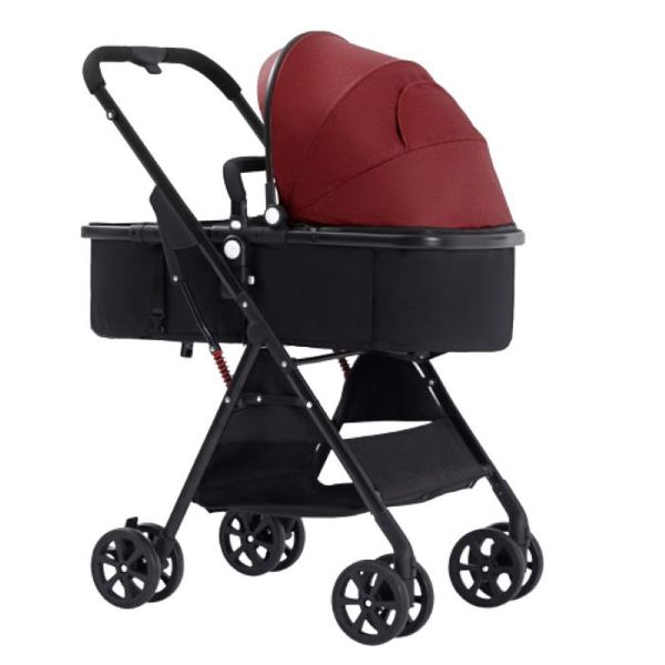 Single baby stroller travelling system Red black color