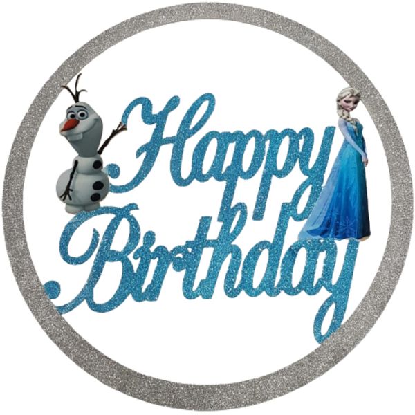 Elsa Round Glitter Wooden Sign 74cm