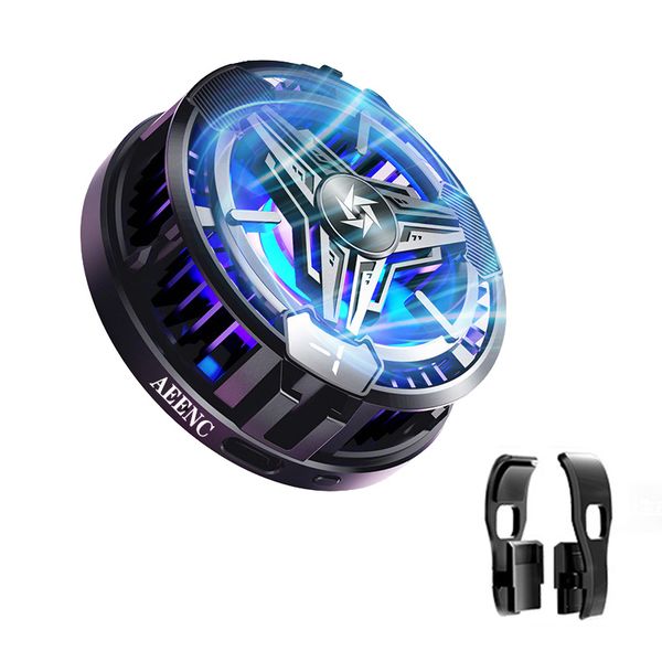Cooling Fan With RGB Light, Magnetic Cell Phone Cooler-(Black)