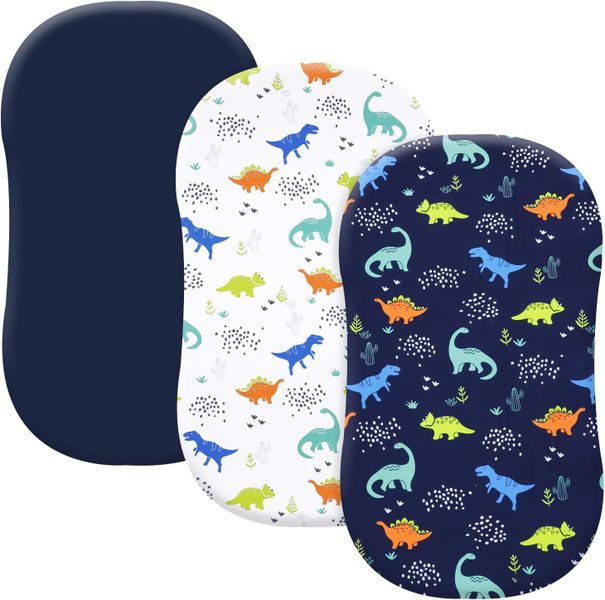 3 packs Dinosaur Bassinet Fitted Sheets,Pram Sheets Fitted
