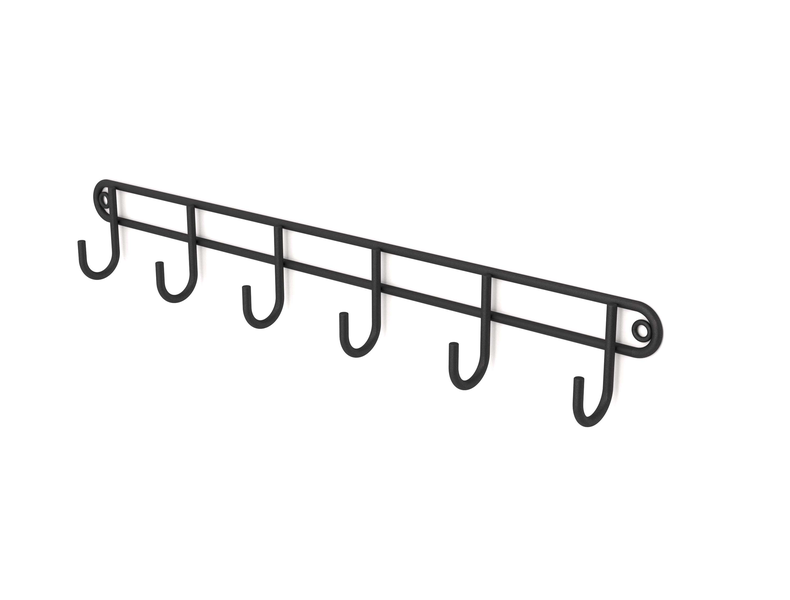 Steelcraft - 6 hook rack (Wall Mounted) - Matt Black
