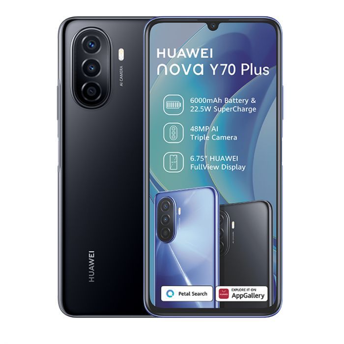 Huawei Nova Y70 Plus 128GB Single Sim - Midnight Black