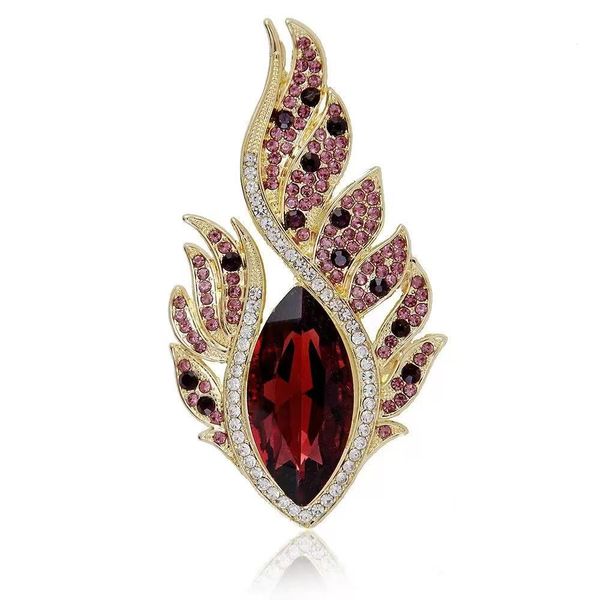 Red Flame Feather Brooch