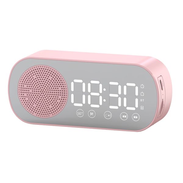Bluetooth Speaker Clock Multifunctional Smart Digital Mirror Alarm Z7 Pink
