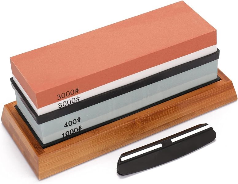 Whetstone 400/1000 &amp; 3000/8000 grit double-sided stone w/ bamboo base