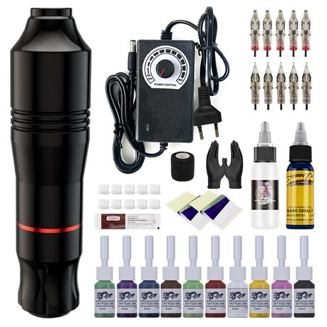 Tattoo Pen Kit - Lining/Shading, 7500RPM, 3.5mm Stroke, 10 Inks Image
