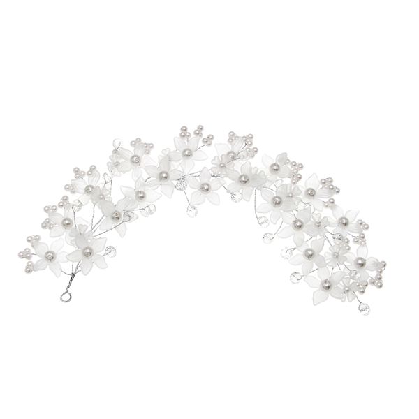 Wedding Pearl Headband Crystal Flower Headband Headpieces Sparkly Crystal
