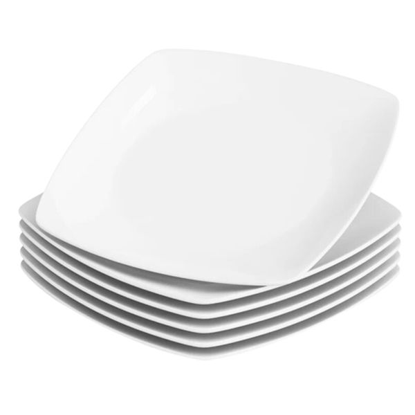 Pacific Scallop White Porcelain Square - 4 Dinner Plates