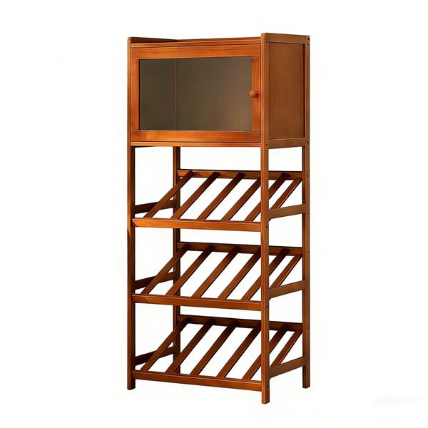 4-Tier Wooden Freestanding Wine Rack, Multi-Purpose Wine Cabinet &amp; Wood