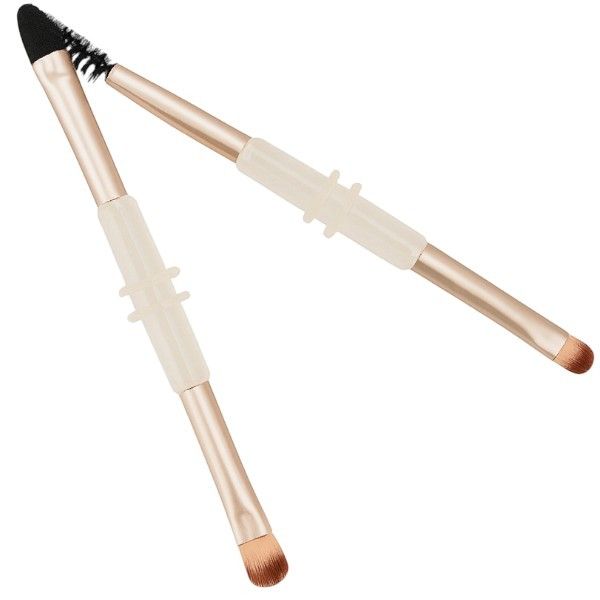 2 Piece - Dual-Ended Eye Makeup Brush &amp; Smudger With Spoolie - Gold