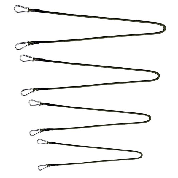 Camping Multi Use Elastic Carabiner Bungee Cord Tensioning Strap Set of 4