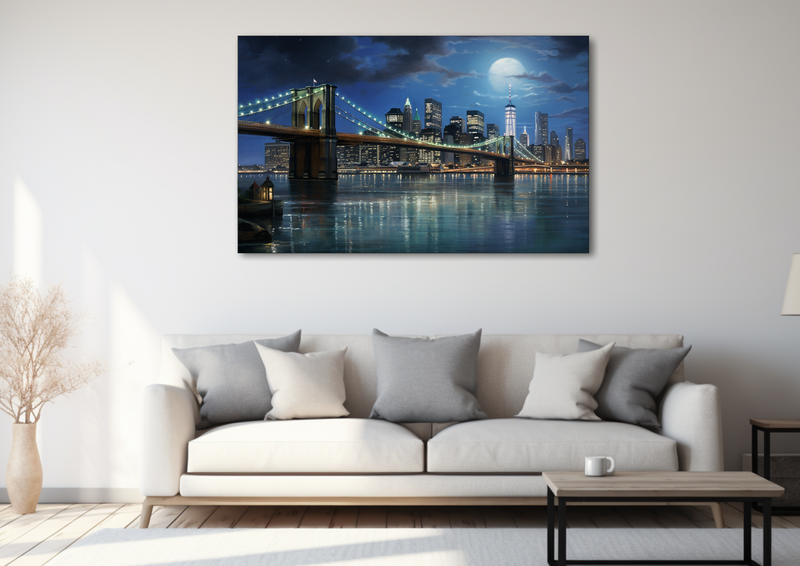Canvas Wall Art - Brooklyn Bridge in Moonlight - HD0403
